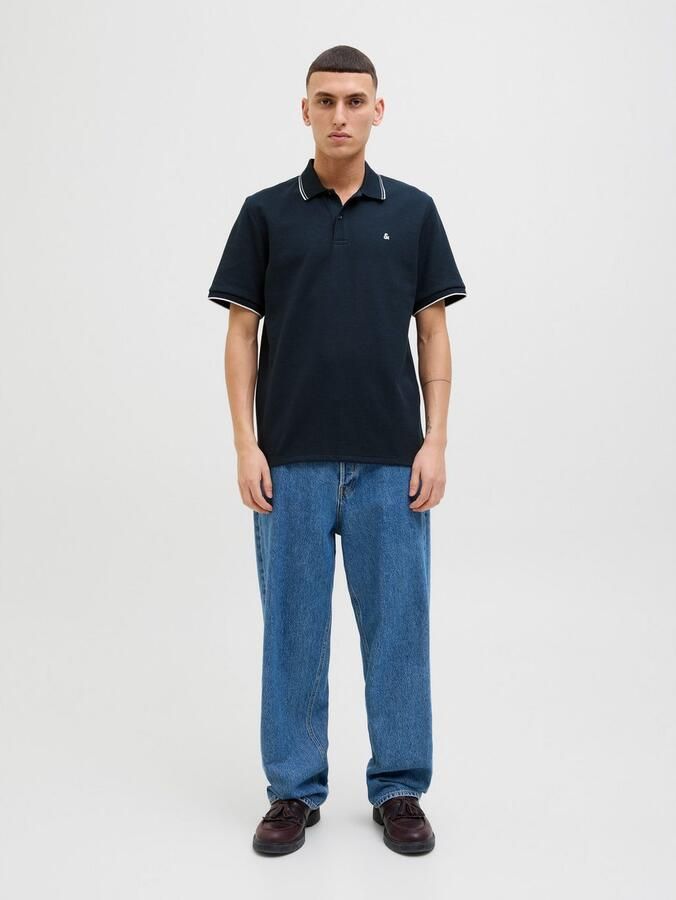 JACK & JONES ESSENTIALS regular polo met textuur donkerblauw - Foto 5