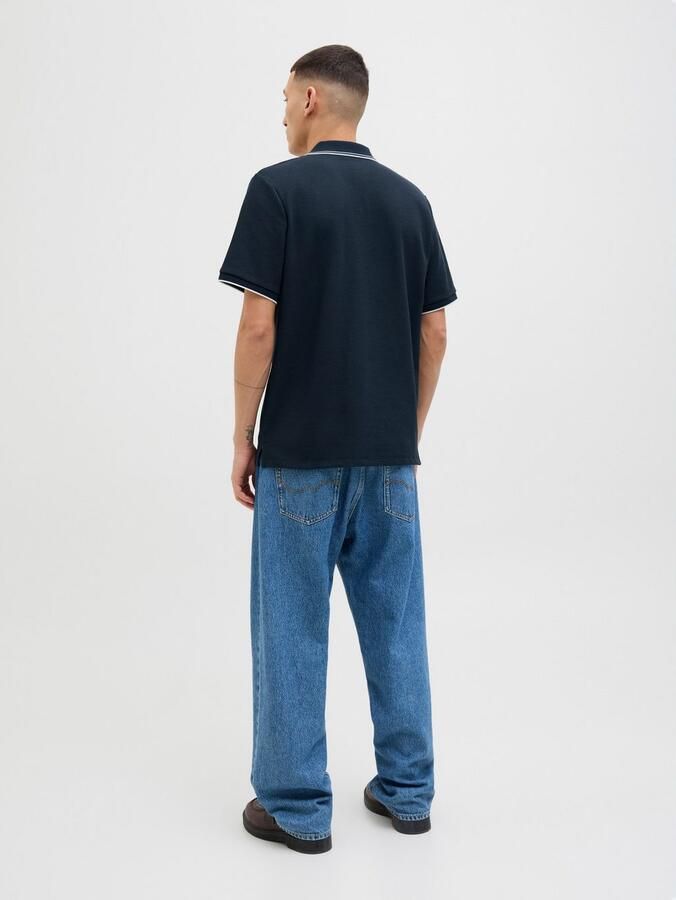 JACK & JONES ESSENTIALS regular polo met textuur donkerblauw - Foto 6