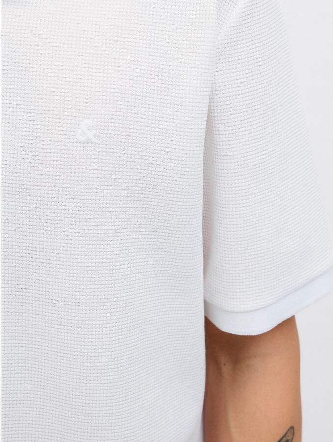 JACK & JONES ESSENTIALS regular polo met ingebreid patroon wit - Foto 3