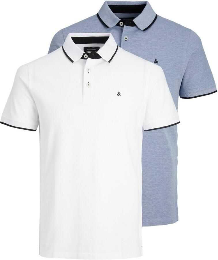 Jack & Jones Poloshirt JJEPAULOS in duopack met logoborduring en comfort effen met kleuraccent modieus smal katoen polokraag (2-delig Set van 2) - Foto 13