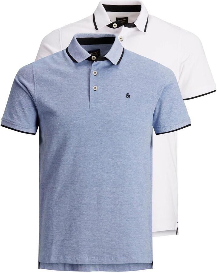 Jack & Jones Poloshirt JJEPAULOS in duopack met logoborduring en comfort effen met kleuraccent modieus smal katoen polokraag (2-delig Set van 2) - Foto 3