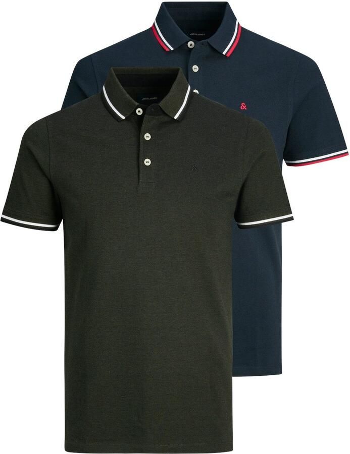 Jack & Jones Poloshirt JJEPAULOS in duopack met logoborduring en comfort effen met kleuraccent modieus smal katoen polokraag (2-delig Set van 2) - Foto 13