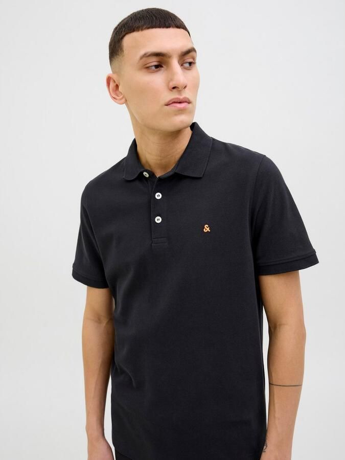JACK & JONES ESSENTIALS slim fit polo JJEPAULOS zwart - Foto 4