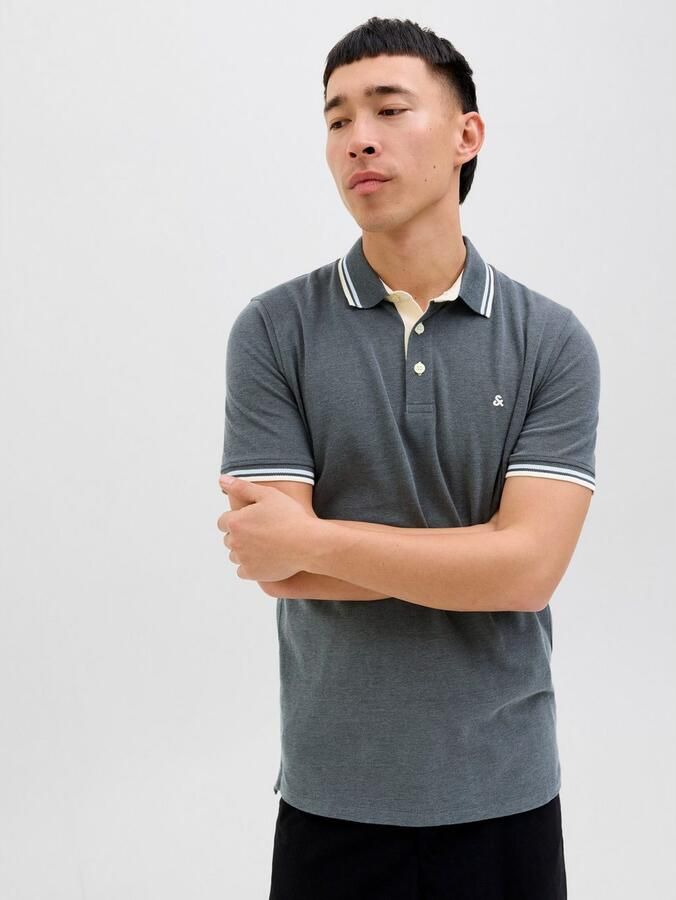 JACK & JONES ESSENTIALS slim fit polo JJEPAULOS grijs - Foto 4