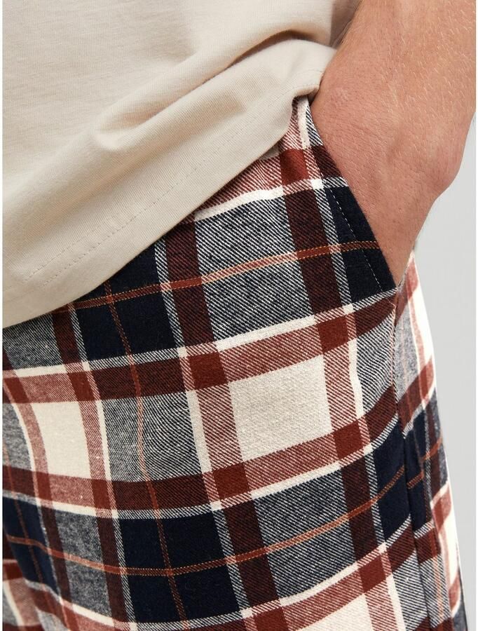 JACK & JONES geruite pyjamabroek JACRIMON ecru donkerblauw rood