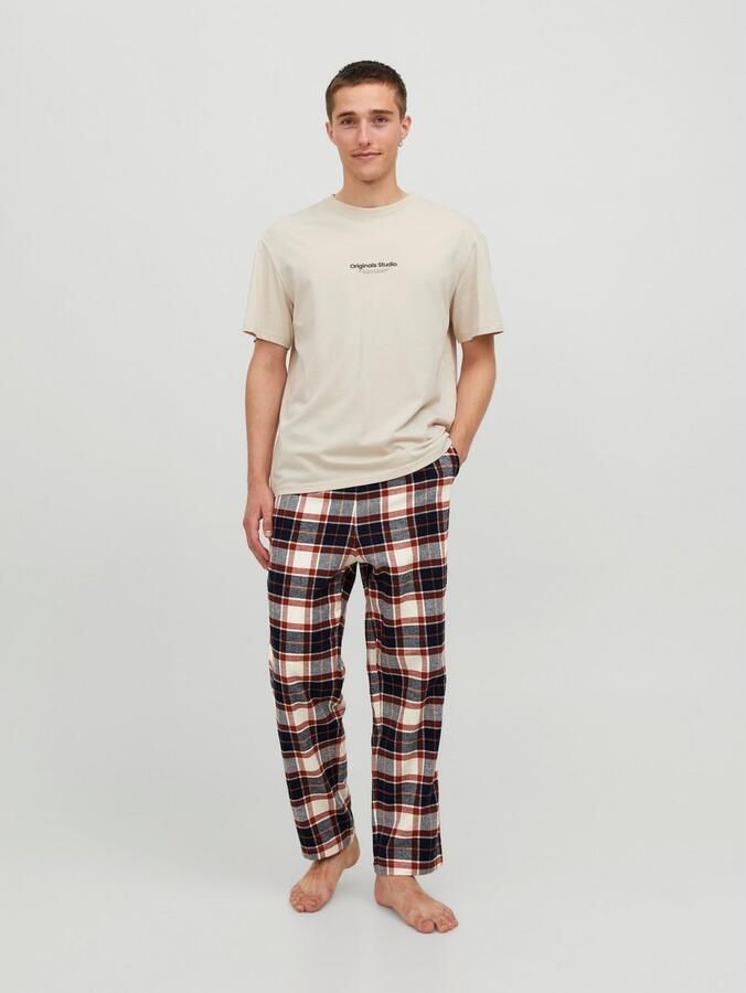 JACK & JONES geruite pyjamabroek JACRIMON ecru donkerblauw rood - Foto 3