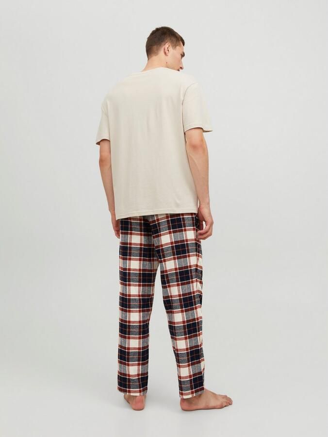 JACK & JONES geruite pyjamabroek JACRIMON ecru donkerblauw rood - Foto 4