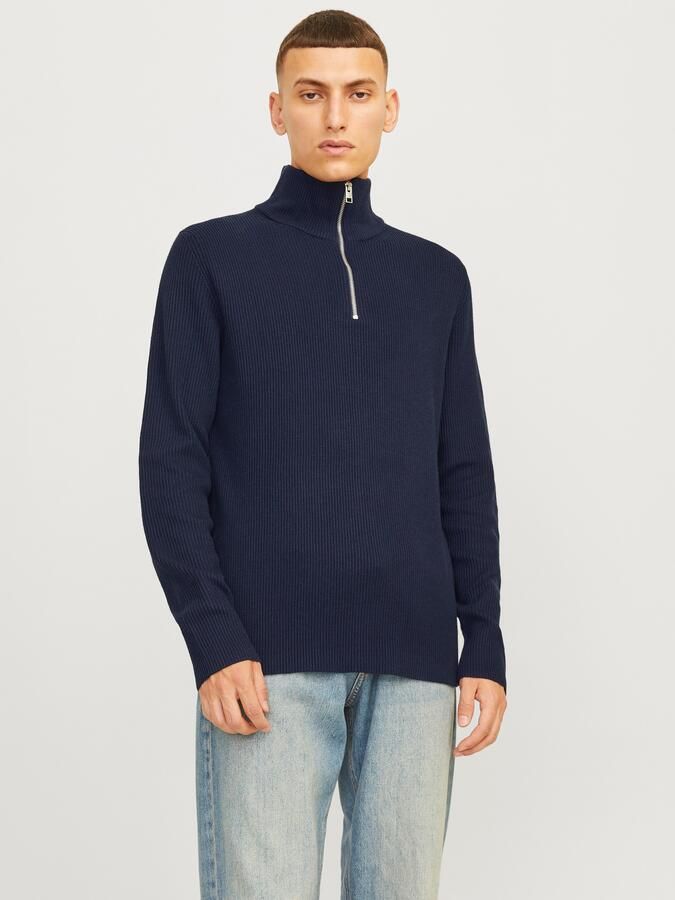 Jack & jones Essentials Half Zip Gebreide Trui in Sky Captain Blauw Blue Heren - Foto 9