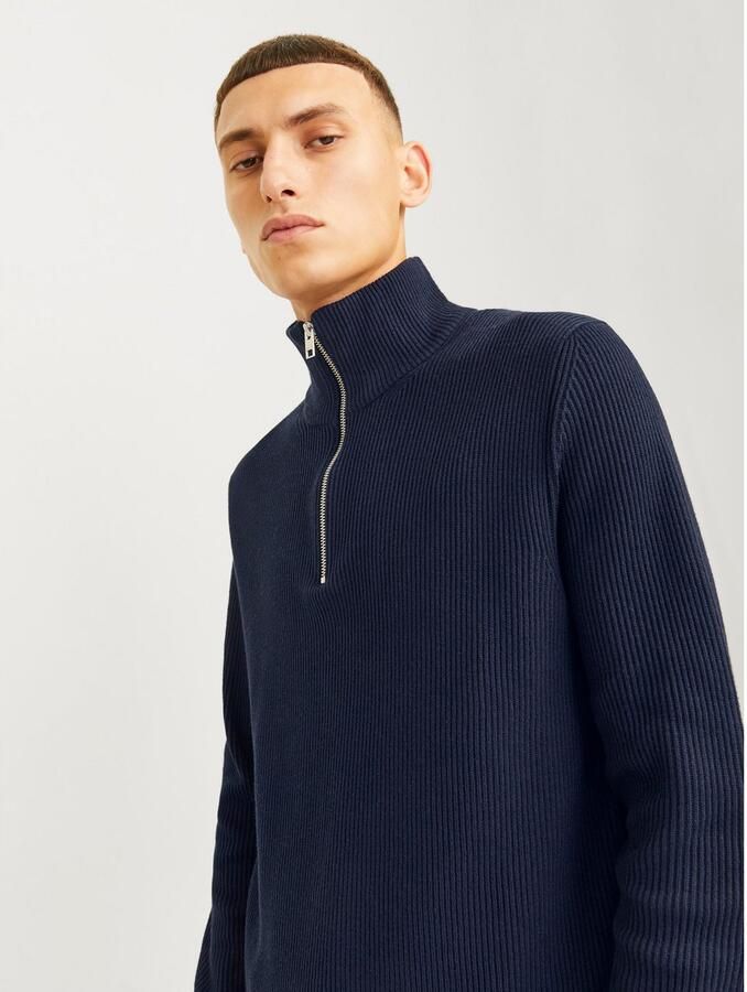 Jack & jones Essentials Half Zip Gebreide Trui in Sky Captain Blauw Blue Heren - Foto 5