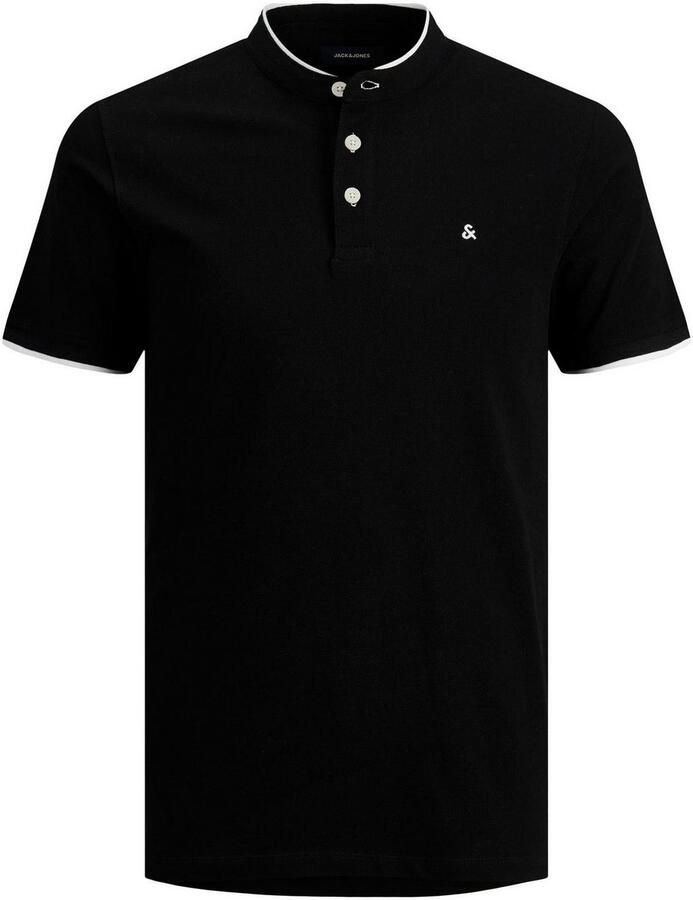 Jack & Jones Shirt met korte mouwen PAULOS MAO POLO met contrasterende rand aan de smalle opstaande kraag en aan de mouwzoom