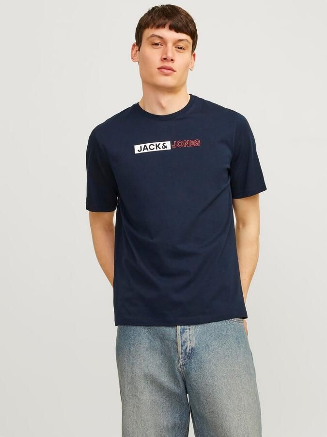 JACK & JONES ESSENTIALS regular fit T-shirt JJECORP met logo donkerblauw - Foto 6