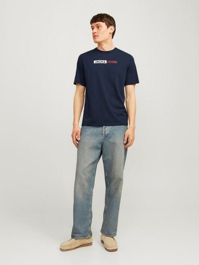 JACK & JONES ESSENTIALS regular fit T-shirt JJECORP met logo donkerblauw - Foto 5