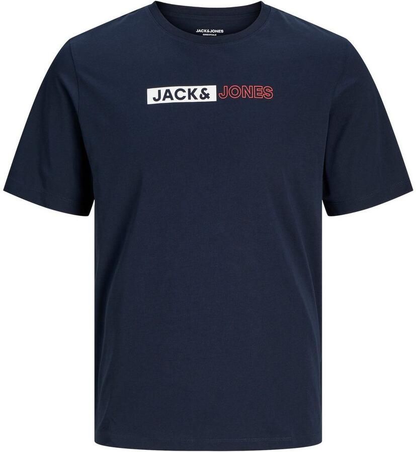 JACK & JONES ESSENTIALS regular fit T-shirt JJECORP met logo donkerblauw