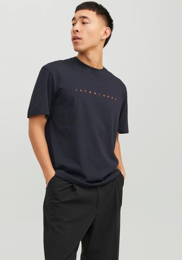 JACK & JONES ESSENTIALS regular fit T-shirt JJESTAR met printopdruk donkerblauw - Foto 2