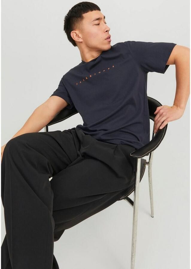JACK & JONES ESSENTIALS regular fit T-shirt JJESTAR met printopdruk donkerblauw - Foto 4