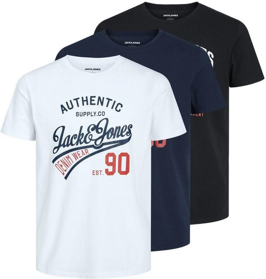 Jack & Jones Shirt met ronde hals JJETHAN TEE SS CREW NECK 3PK MP NOOS (3-delig Set van 3)