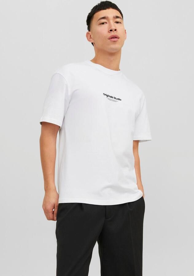 JACK & JONES ORIGINALS oversized T-shirt JORVESTERBRO met printopdruk wit