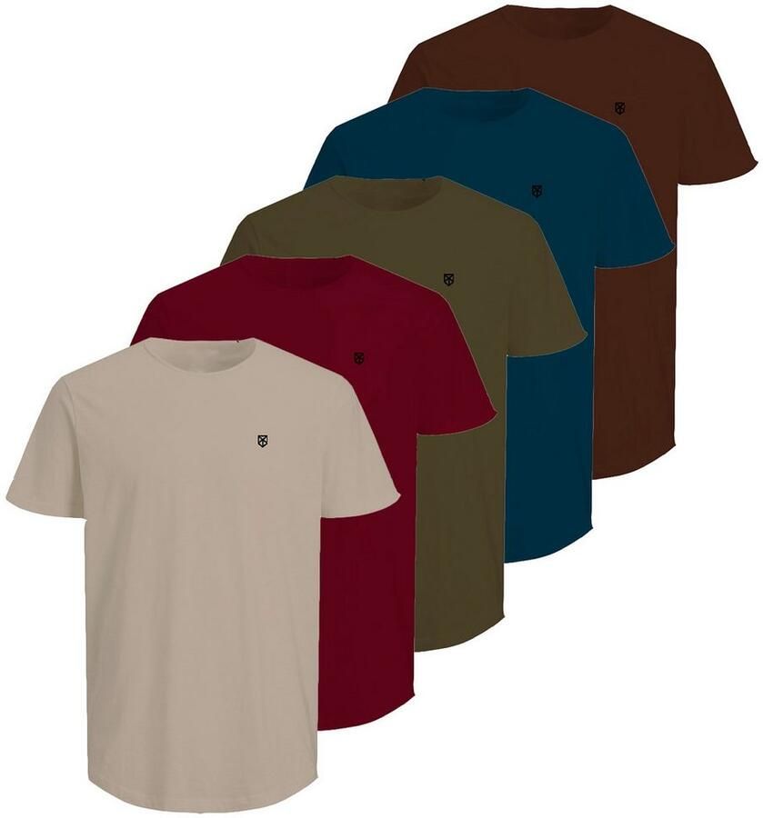 JACK & JONES PREMIUM T-shirt (set van 5) Moonbeam+PetrolBlue+DarkBrown+DarkOlive+Bor - Foto 2