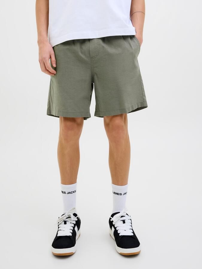 JACK & JONES PANTS STUDIO linnen regular casual short JPSTJAIDEN groen - Foto 8