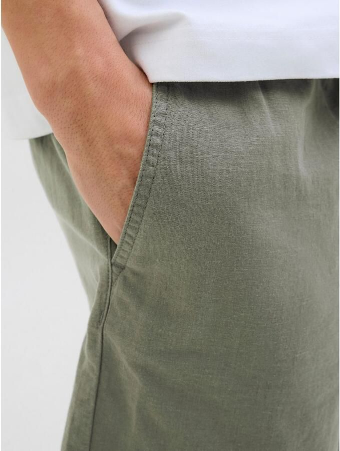 JACK & JONES PANTS STUDIO linnen regular casual short JPSTJAIDEN groen - Foto 4