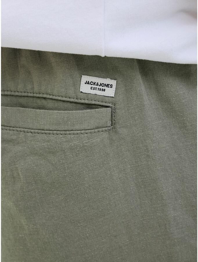 JACK & JONES PANTS STUDIO linnen regular casual short JPSTJAIDEN groen - Foto 3