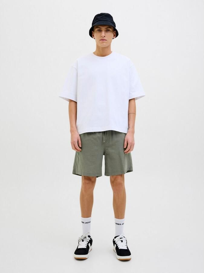 JACK & JONES PANTS STUDIO linnen regular casual short JPSTJAIDEN groen - Foto 6