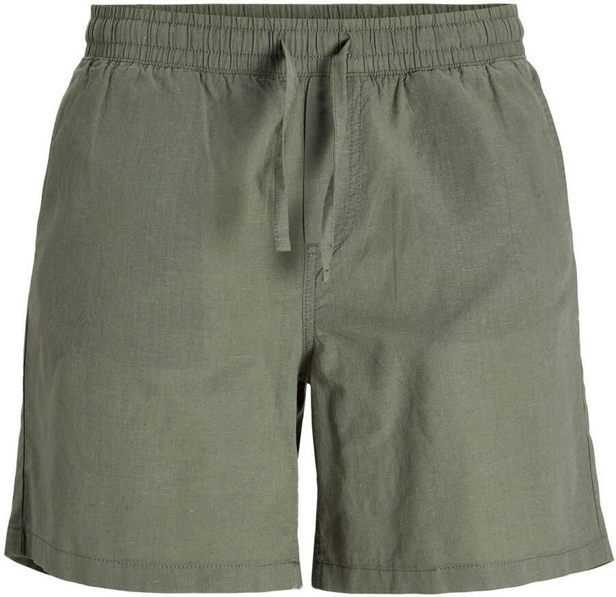 JACK & JONES PANTS STUDIO linnen regular casual short JPSTJAIDEN groen