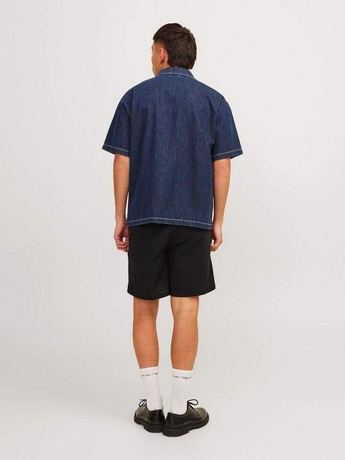 JACK & JONES PANTS STUDIO linnen regular casual short JPSTJAIDEN zwart - Foto 5