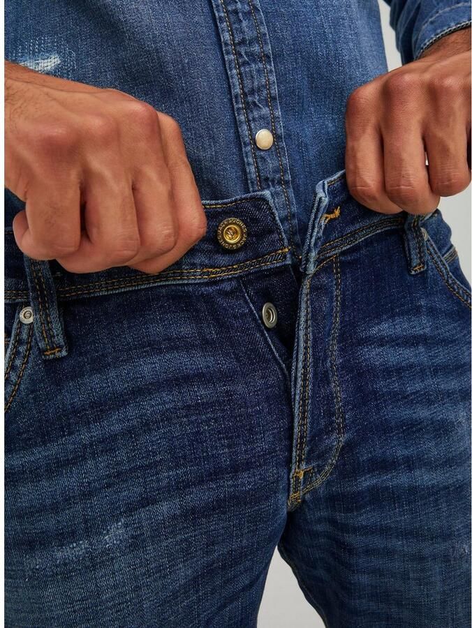 JACK & JONES JEANS INTELLIGENCE slim fit jeans JJIGLENN medium blue denim