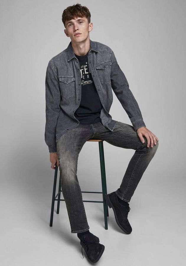 JACK & JONES JEANS INTELLIGENCE slim fit jeans JJIGLENN JJFOX met biologisch katoen zwart - Foto 8