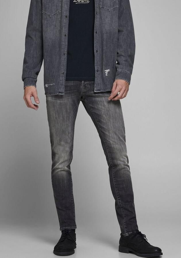 JACK & JONES JEANS INTELLIGENCE slim fit jeans JJIGLENN JJFOX met biologisch katoen zwart - Foto 7