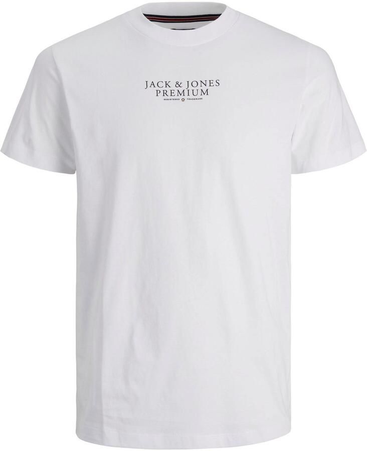 Jack & jones Archie Korte Mouw Ronde Hals T-shirt met Verhoogd Label Print White Heren