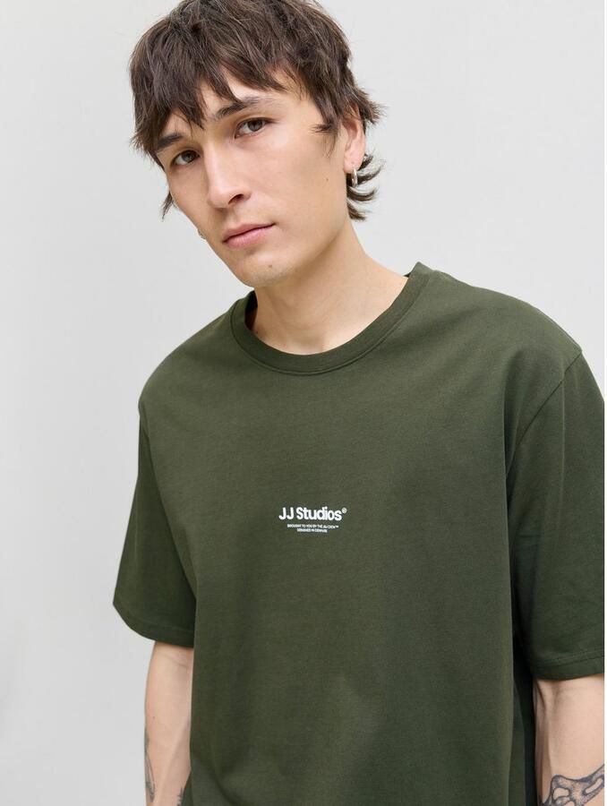 JACK & JONES ESSENTIALS relaxed T-shirt donkergroen - Foto 5