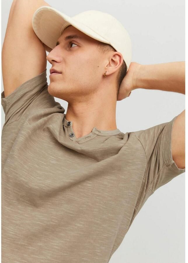 Jack & jones T-Shirt met Split Neck en Slubstof Brown Heren - Foto 2