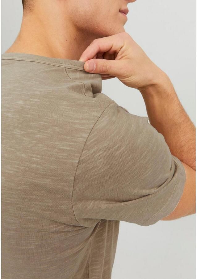Jack & jones T-Shirt met Split Neck en Slubstof Brown Heren - Foto 4