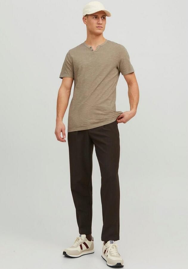 Jack & jones T-Shirt met Split Neck en Slubstof Brown Heren - Foto 5