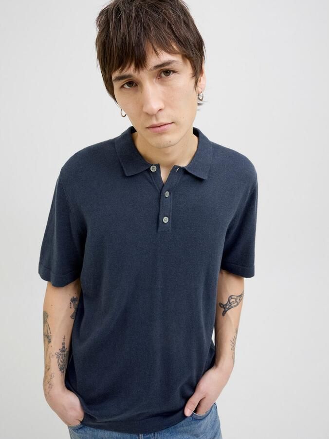 Jack & Jones Trui met korte mouwen JJEEMIL KNIT RELAXED POLO SS SN - Foto 4