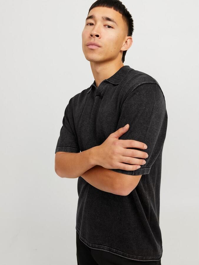 Jack & Jones Trui met korte mouwen JJELEO KNIT POLO SS LN - Foto 4