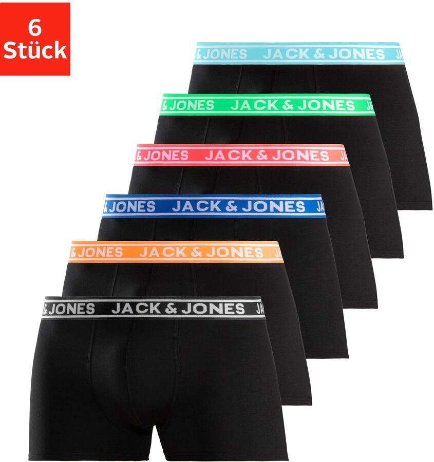 Jack & Jones Trunk JACCRISP in 6-pack met logoband en stretchcomfort effen met kleuraccent modieus nauwsluitend katoenmix (set 6 stuks) - Foto 8