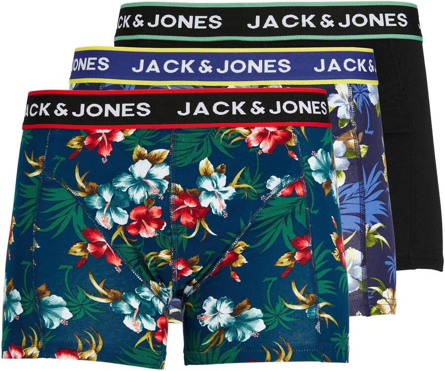Jack & Jones Trunk JACFLOWER met bloemenprint en elastische band bedrukt modieus nauwsluitend katoenmix boorden (set 3 stuks) - Foto 8