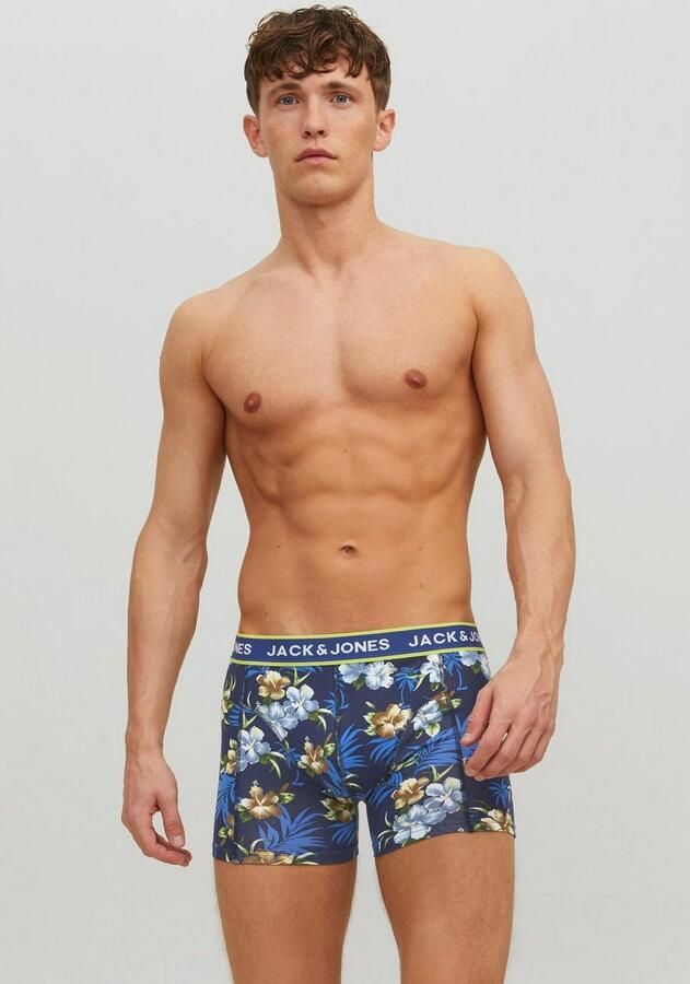 Jack & Jones Trunk JACFLOWER met bloemenprint en elastische band bedrukt modieus nauwsluitend katoenmix boorden (set 3 stuks) - Foto 4