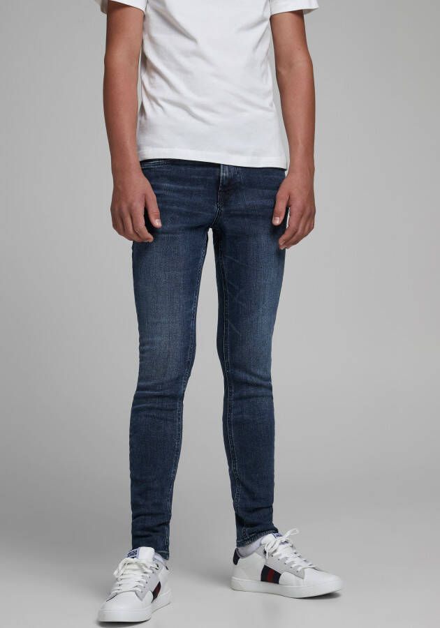 Jack & jones JUNIOR skinny fit jeans JJILIAM JJORIGINAL dark denim Blauw Jongens Stretchdenim 164