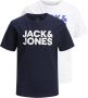 Jack & jones JUNIOR t-shirt set van 2 donkerblauw wit Jongens Katoen Ronde hals 128 - Thumbnail 2