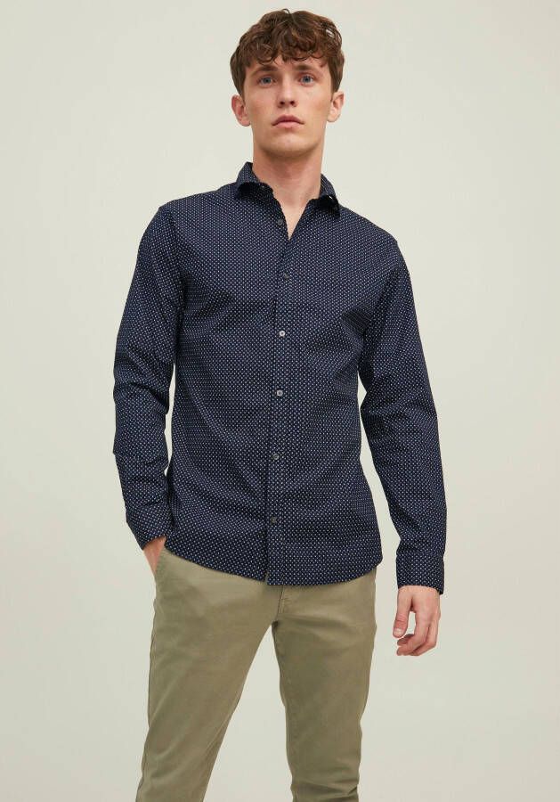 JACK & JONES PREMIUM slim fit overhemd JPRBLABLACKPOOL met all over print navy