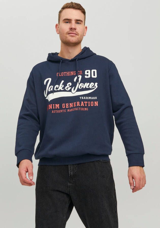 JACK & JONES PLUS SIZE hoodie JJELOGO Plus Size met logo navy blazer