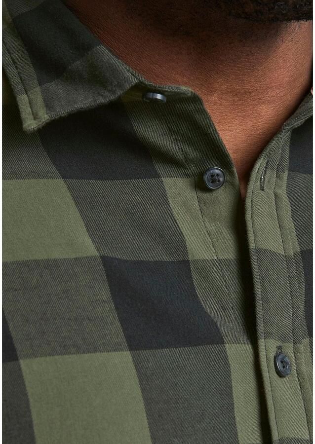 JACK & JONES PLUS SIZE geruit regular fit overhemd JJEGINGHAM Plus Size dusty olive - Foto 5