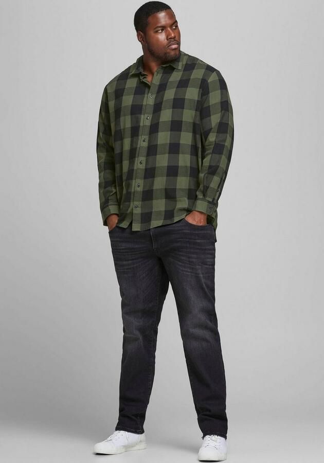 JACK & JONES PLUS SIZE geruit regular fit overhemd JJEGINGHAM Plus Size dusty olive - Foto 8