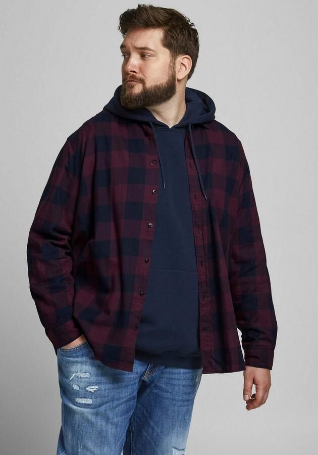 JACK & JONES PLUS SIZE geruit regular fit overhemd JJEGINGHAM Plus Size port royale - Foto 9
