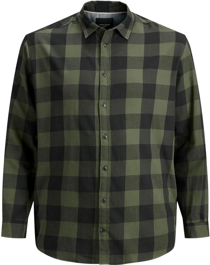 JACK & JONES PLUS SIZE geruit regular fit overhemd JJEGINGHAM Plus Size dusty olive - Foto 4
