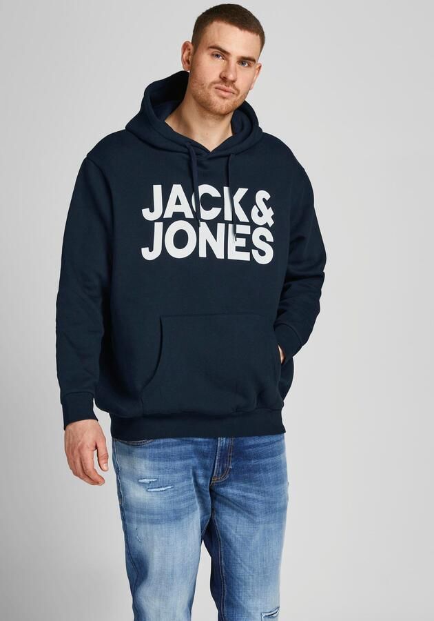 JACK & JONES PLUS SIZE hoodie JJECORP Plus Size met logo navy blazer - Foto 8